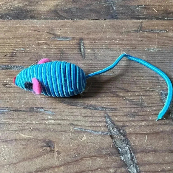 Blue Striped Silky Cat Toy Mouse NWOT - Picture 2 of 2